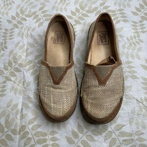 Tony Lama Cork-Trim Renata Beige Canvas Loafer Slip On Women's‎ Size 8.5 TLC105L